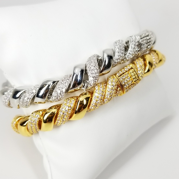 NWT 18K Gold Rope Chain Micro Pave CZ Bracelet - Picture 6 of 14
